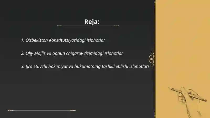 Mustaqillik yillarida davlat boshqaruvida amalga oshirilgan islohotlar 2