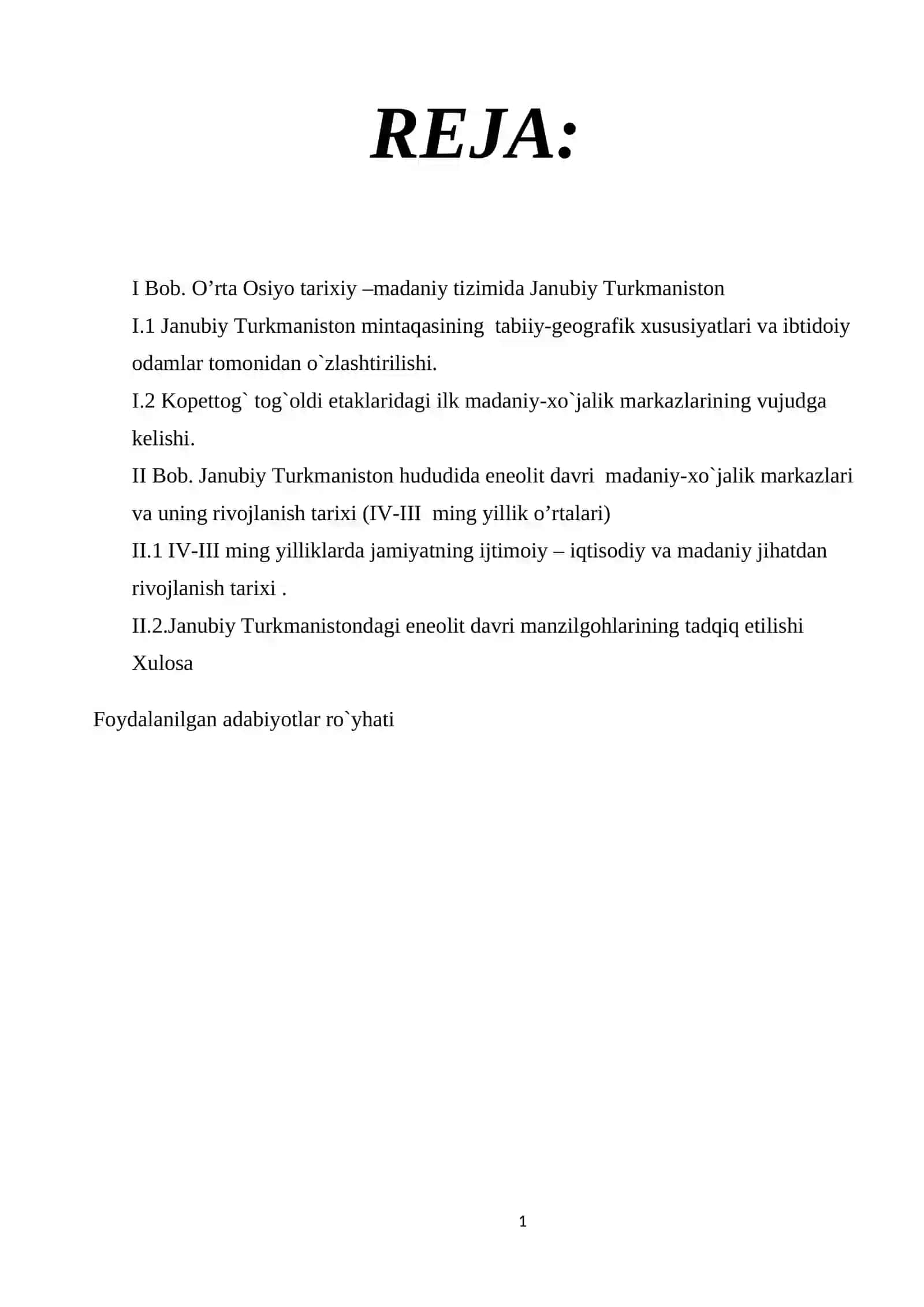 Janubiy Turkmaniston enolit davrida 2