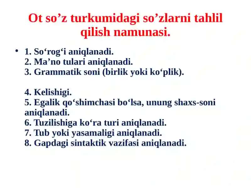 otso’z turkumi da so’zlar ni tahlil qilish 2