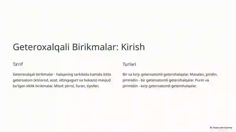Geteroxalqali Birikmalar: Tuzilishi, Xususiyatlari va Qo'llanilishi 2
