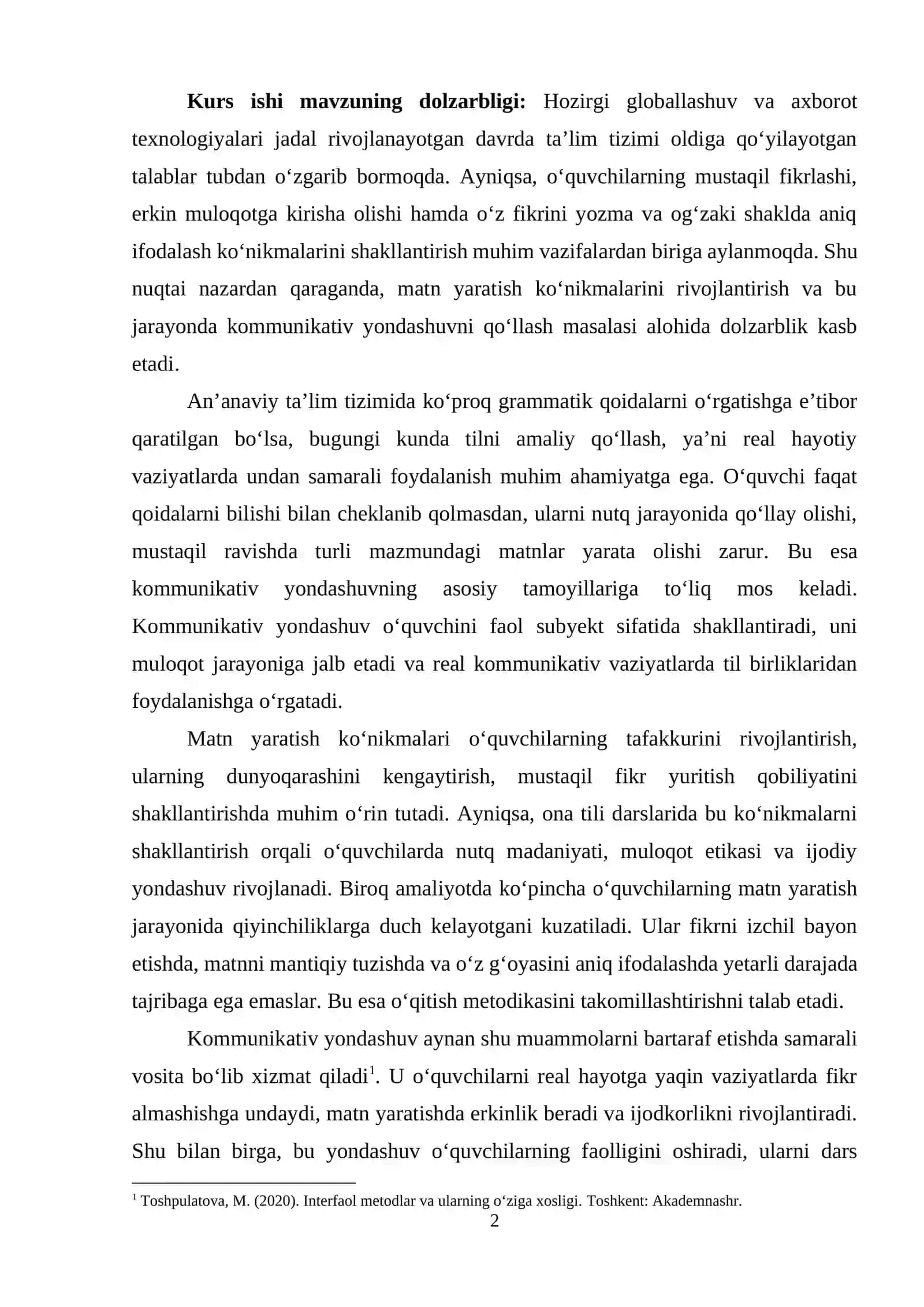 ONA TILI DARSLARIDA MATN YARATISH VA KOMMU-NIKATIV KO‘NIKMALARNI SHAKLLANTIRISH METODIKASI 2