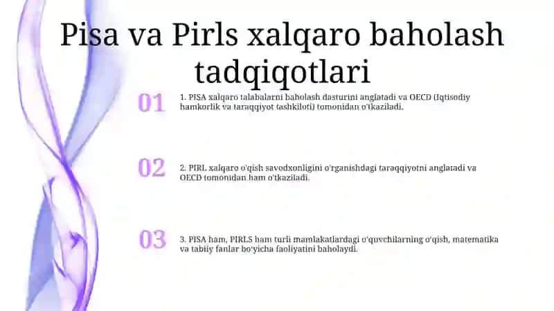 Pisa Va Pirls Xalqaro Baholash Tadqiqotlari Va Uni O‘Ziga Xos Tomonlari Haqida 2
