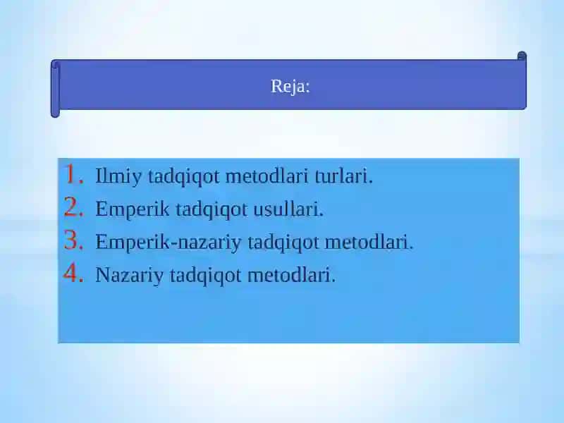 Ilmiy tadqiqot turlari va mezonlar buyicha guruhlanishi 2