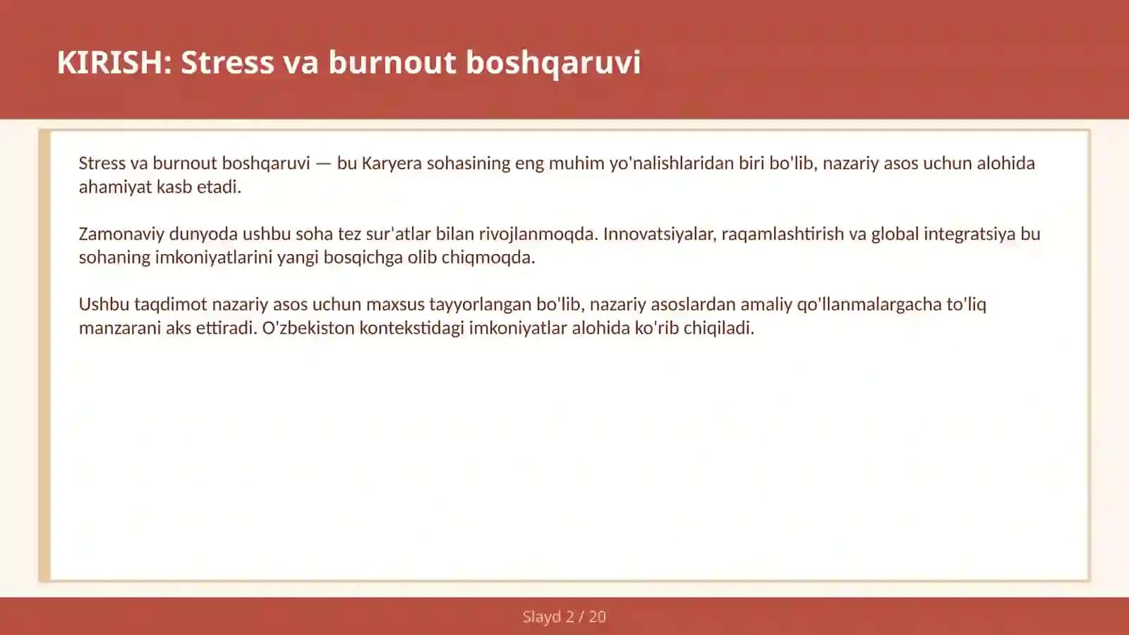 Stress va burnout boshqaruv 2
