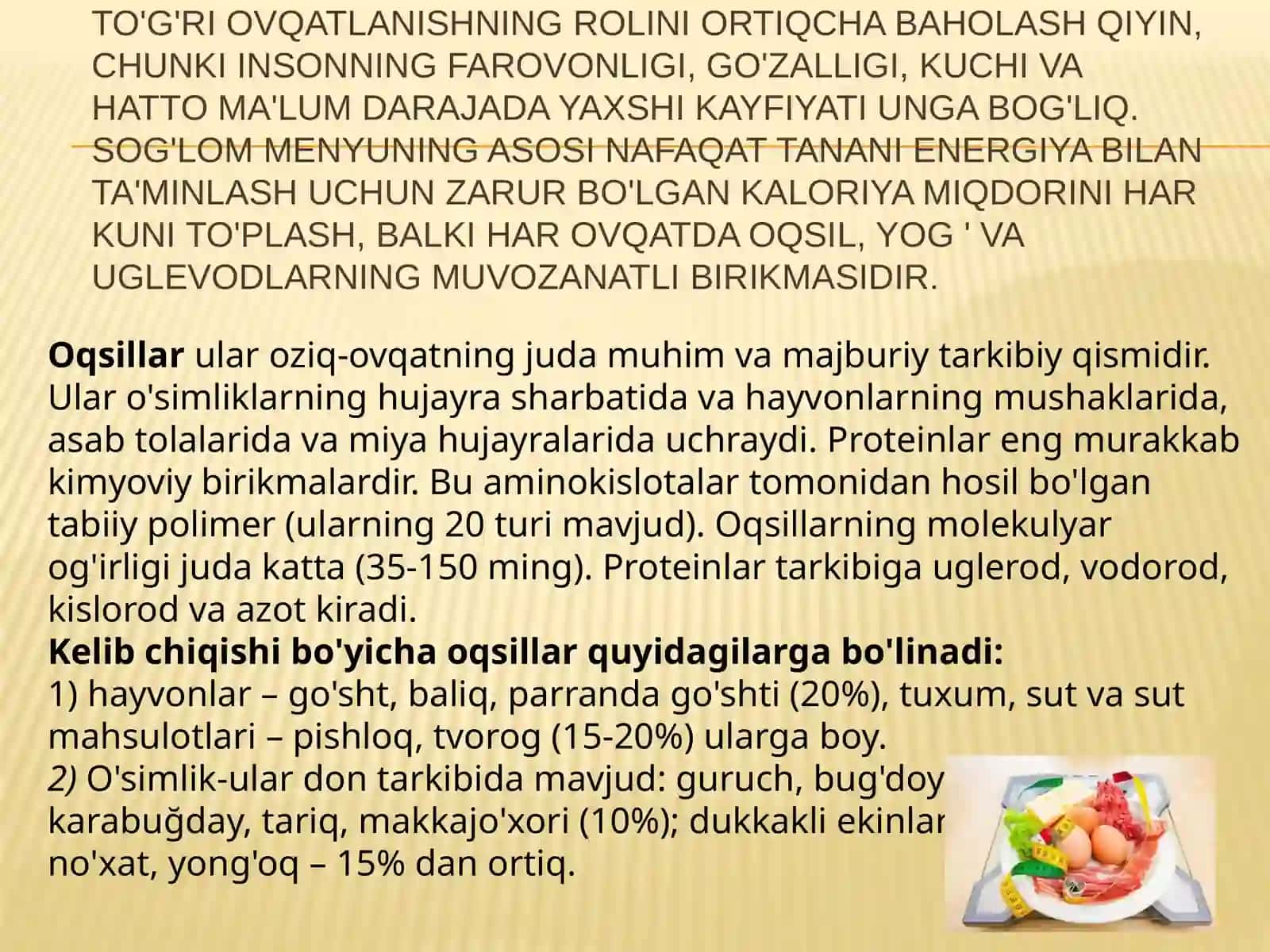 Proteinlar, yog'lar, uglevodlar va boshqa tarkibiy qismlar 2