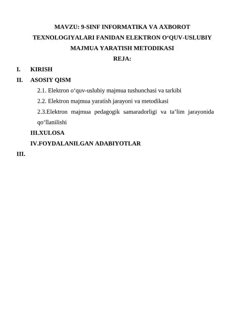Elektron o‘quv-uslubiy majmua yaratish metodikasi 2