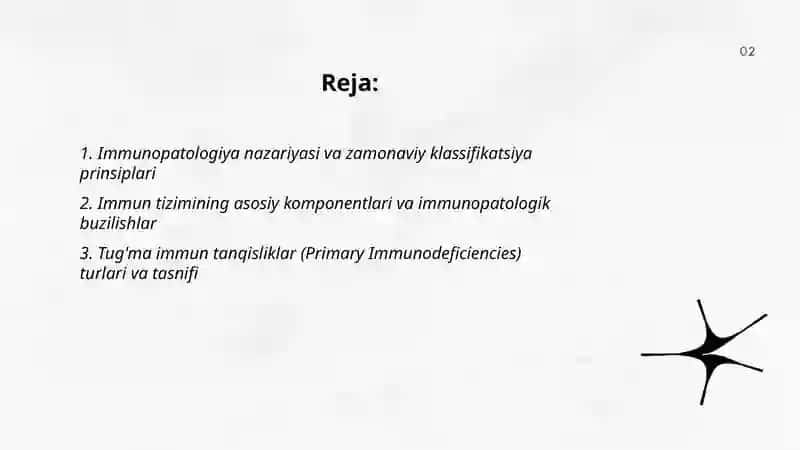 Immunpatologiya, xozirgi zamon klassifikatsiyasi: tug'ma va hayot davomida orttirilgan immun tanqisliklar 2