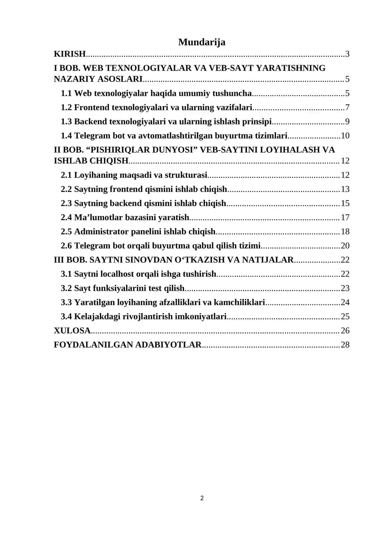 “Pishiriqlar dunyosi“ veb-saytini yaratish 2