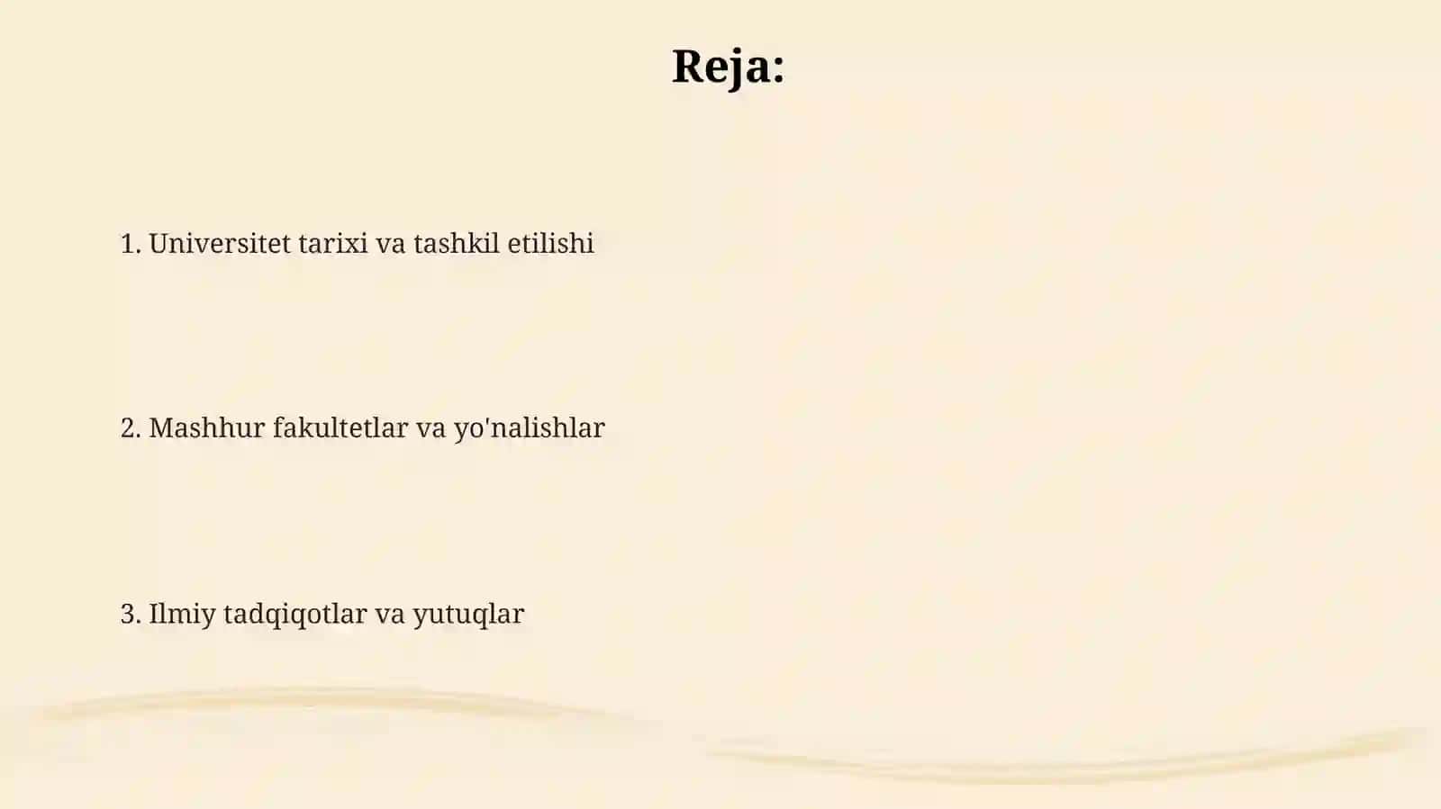 Dunyoning mashhur universitetlaridan biri haqida referat tayyorlash 2