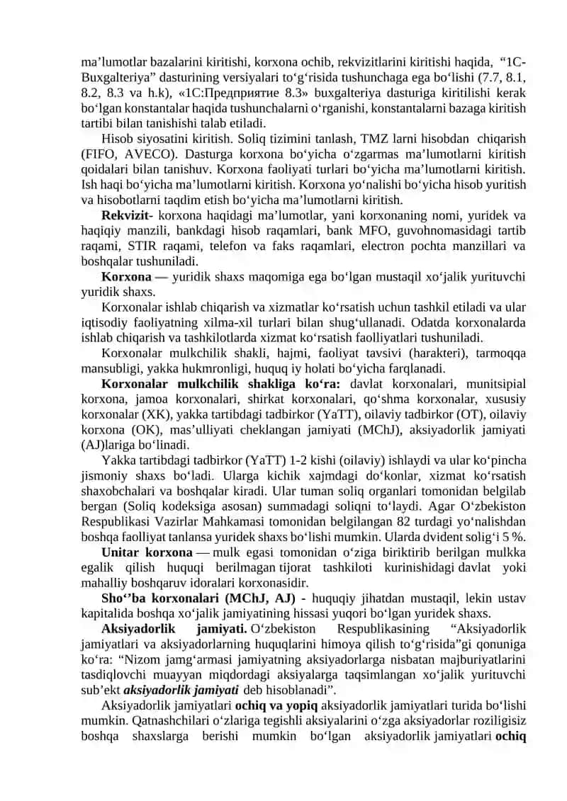 «1C:ПРЕДПРИЯТИЕ 8.3» BUXGALTERIYA DASTURI PANELLARI BILAN TANISHUV 2