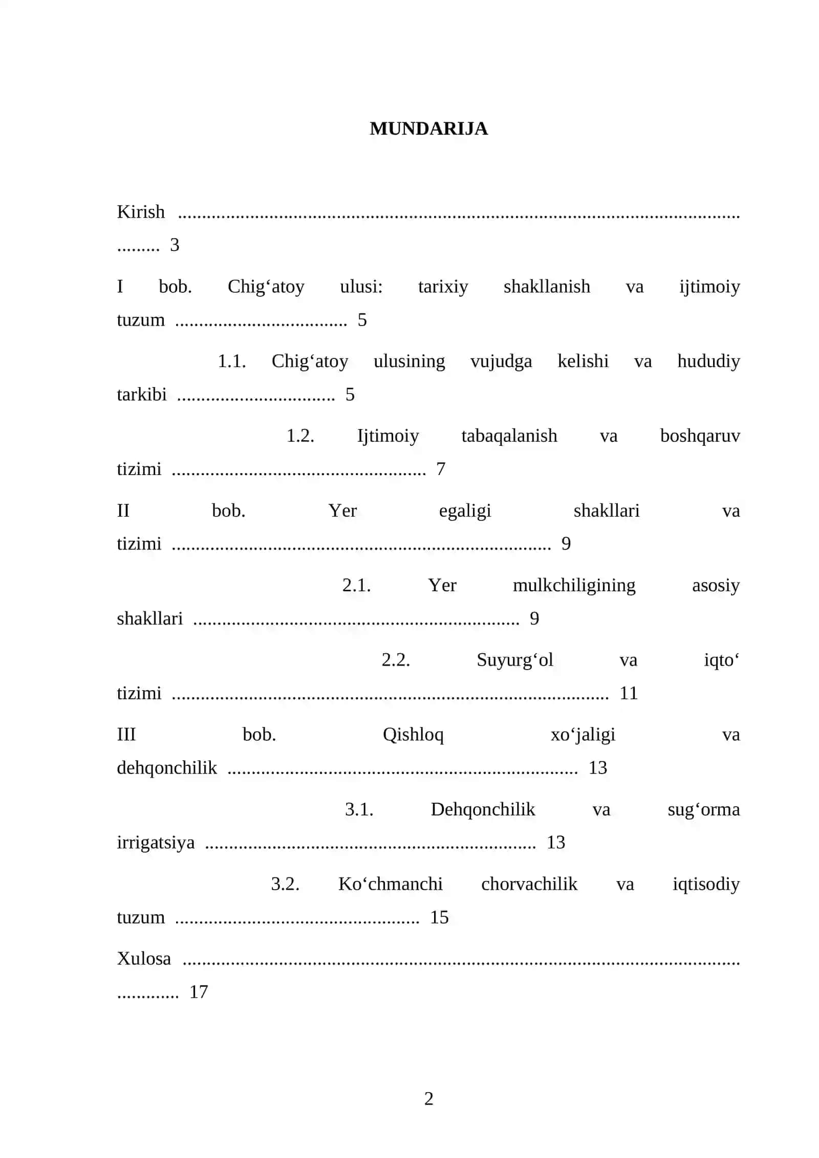 CHIGʻATOY ULUSI DAVRIDA YER EGALIGI VA QISHLOQXOʻJALIGI 2