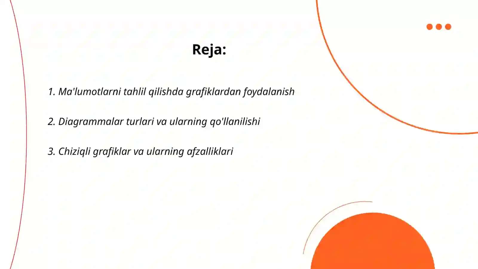 Ma'lumotlarni grafik va diagrammalar orqali taqdim etish 2