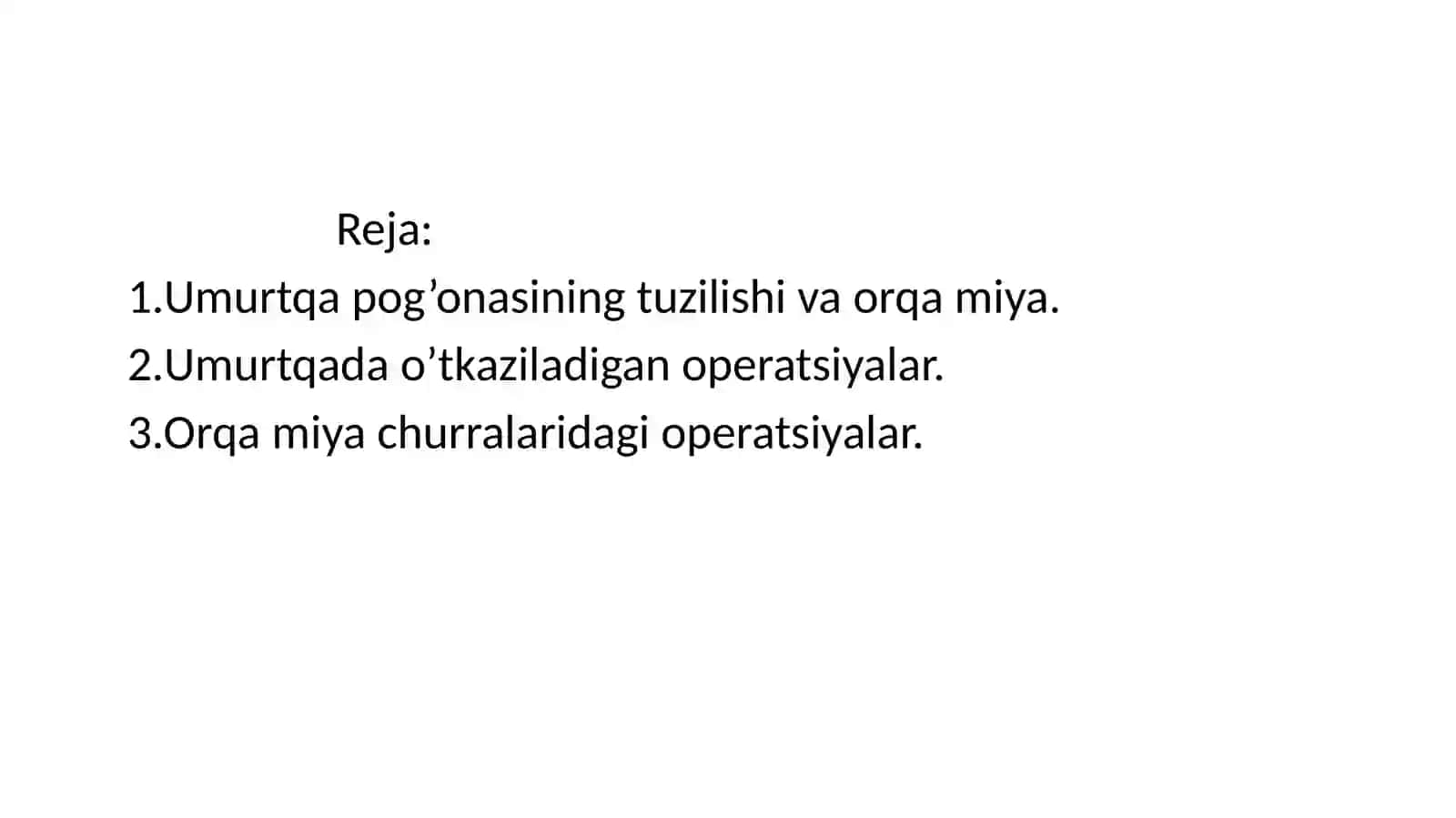 Umurtqa po'g'onasini patologiyalari ni operativ davolash usullari 2