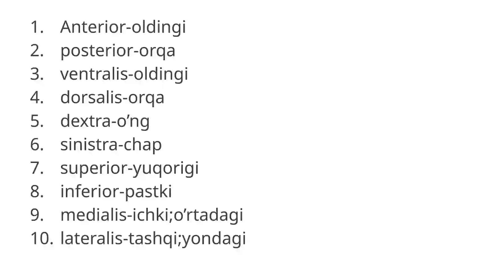 Osteologiyadan teminalogiya; qism-1 2