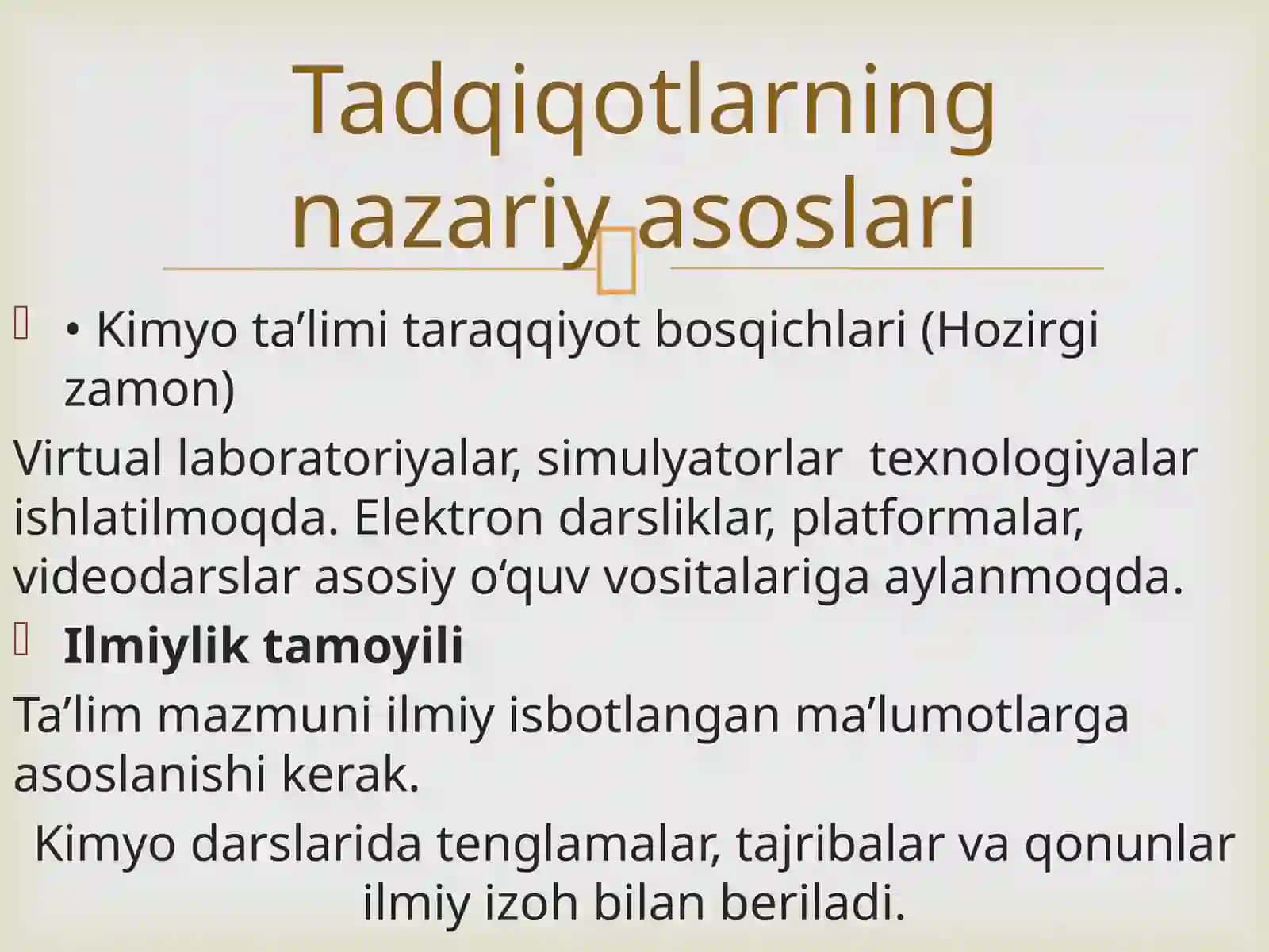 Kimyo o‘qitish metodikasi 2