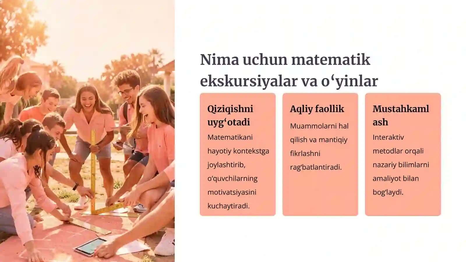 Matematikadan Ekskursiyalar, Ertaliklar va O‘yinlarni Tayyorlash va O‘tkazish Metodikasi 2