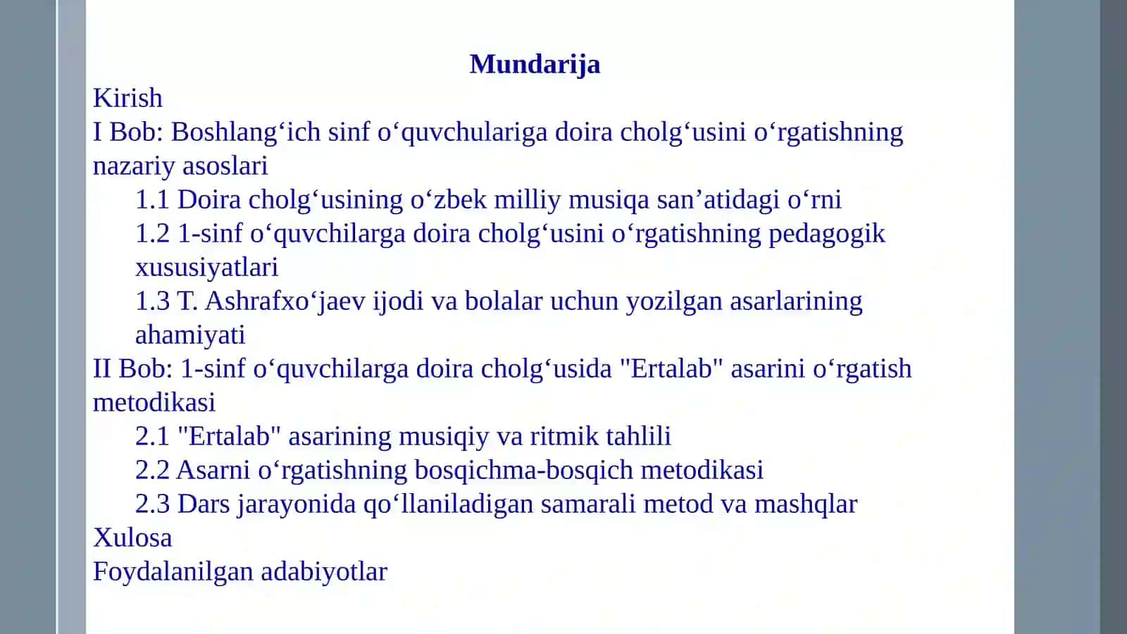 T. Ashrafxo‘jayevning "Ertalab" asarini o‘rgatish metodikasi 2