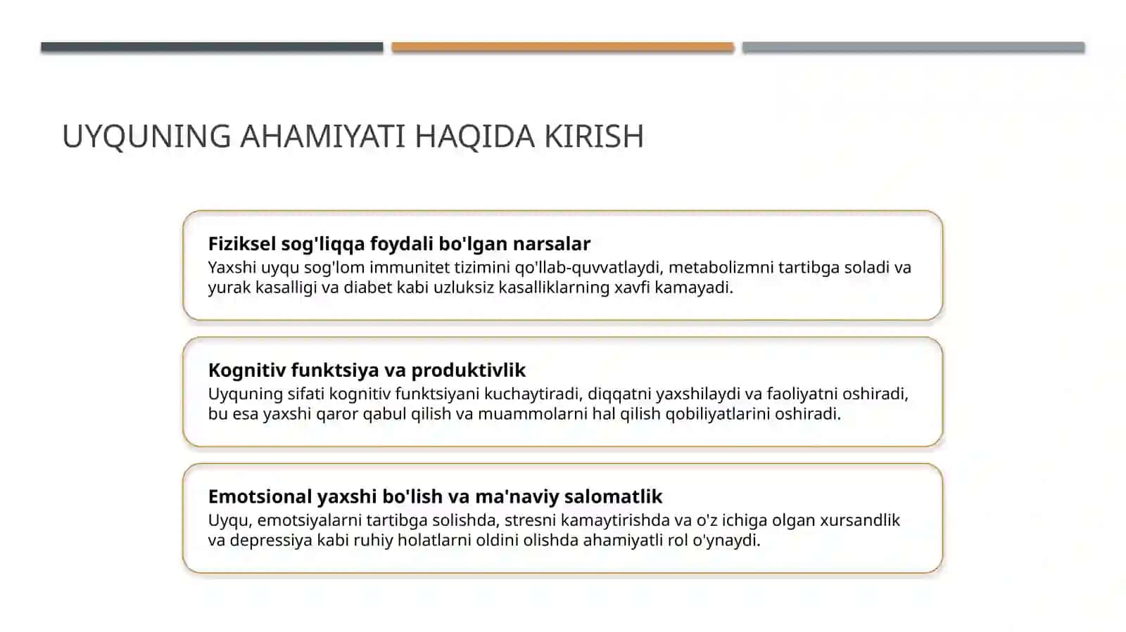 Uyqu va uning ahamiyati 2