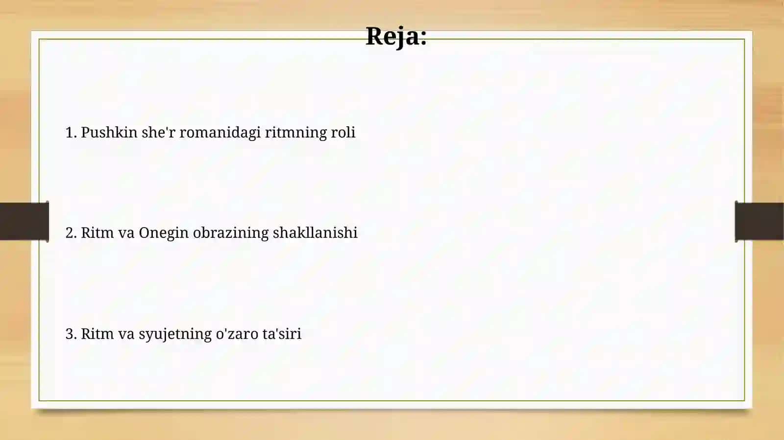 Pushkinning "Yevgeniy Onegin" sheʼriy romanidagi ritmning oʻrni 2