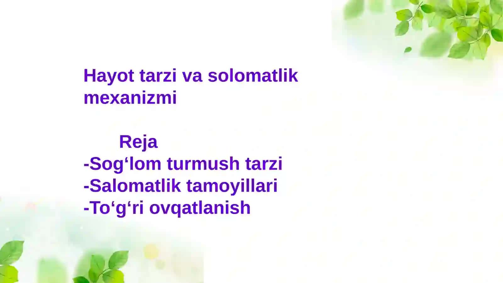 Valeologiya asoslari fanidan tayyorlagan Mustaqil ish 2