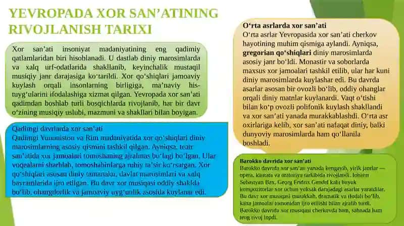 YEVROPADA XOR SANʼATINING  RIVOJLANISH TARIXI 2