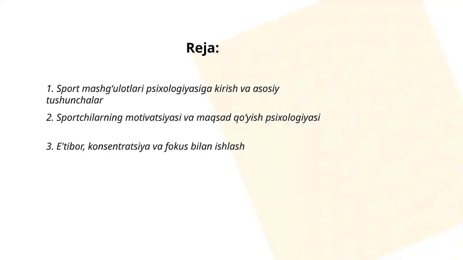 Sport mashgʻulotlari psixologiyasi 2