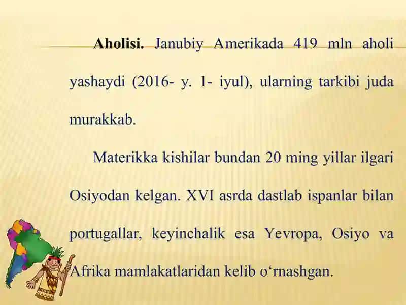 Janubiy Amerika aholisi 2