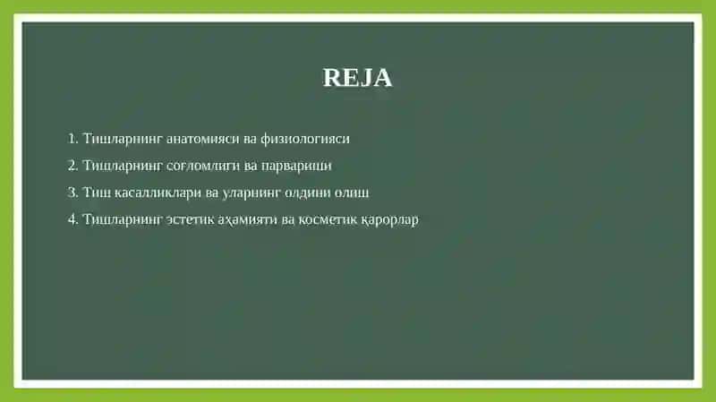 Тишларнинг анатомияси ва физиологияси 2