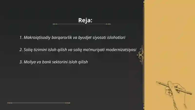 Makroiqtisodiy barqarorlik va byudjet siyosati islohotlari 2