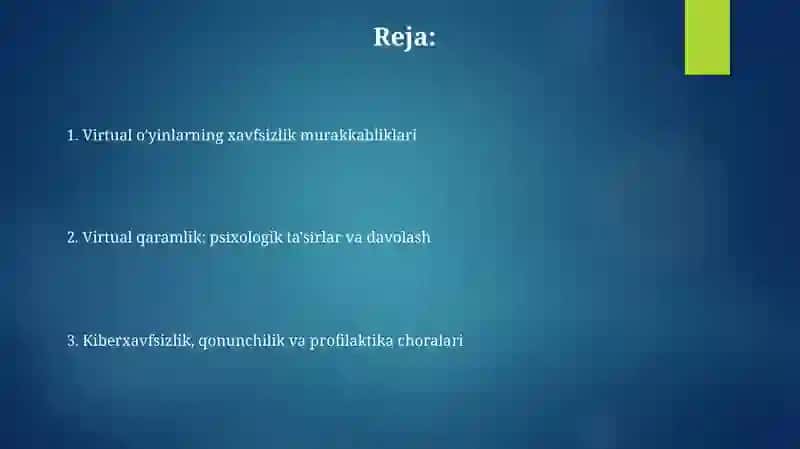Kiberxavfsizlik va Virtual O'yinlar: Umumiy Ko'rinish 2