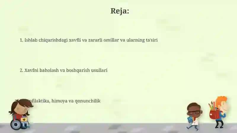 Ishlab chiqarish maydonlarida ishlayotgan ishchilar organizmiga xavfli va zararli omillarni ta‘siri 2