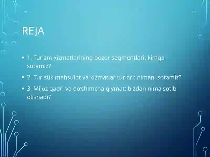 Turizm marketingi bo‘yicha taqdimot 2
