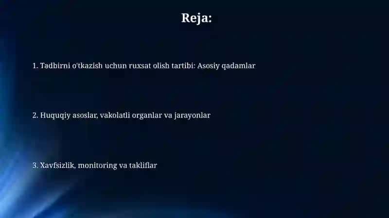 Samaradorligi ommaviy tadbirlarda ruhsat beruvchi tartib-tamoyillari 2