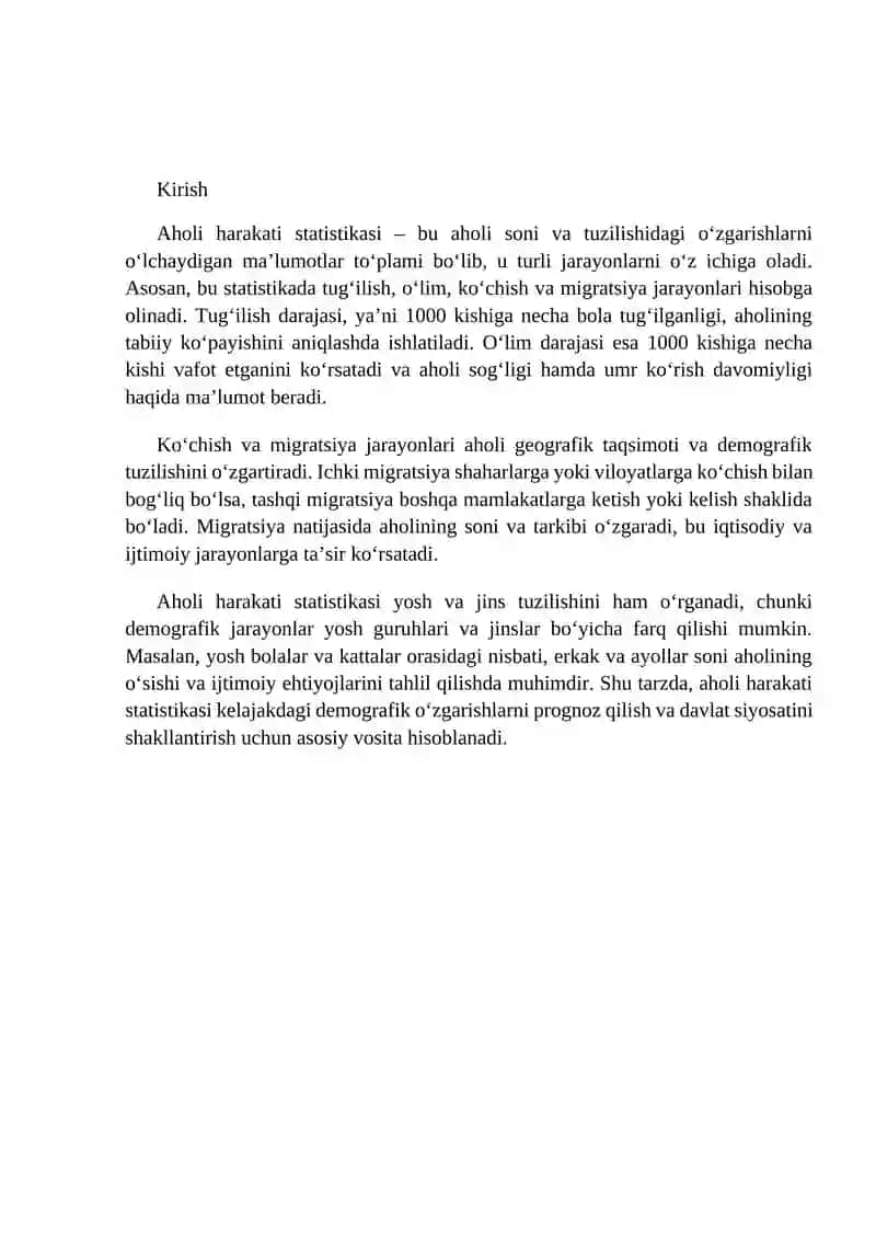 Aholi harakati statistikasi 2