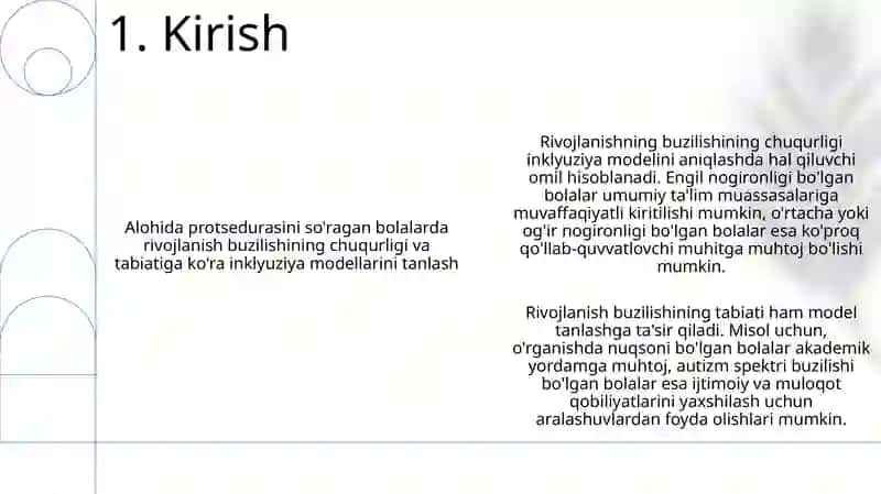 Rivojlanish buzilishi va inklyuziya modellari 2
