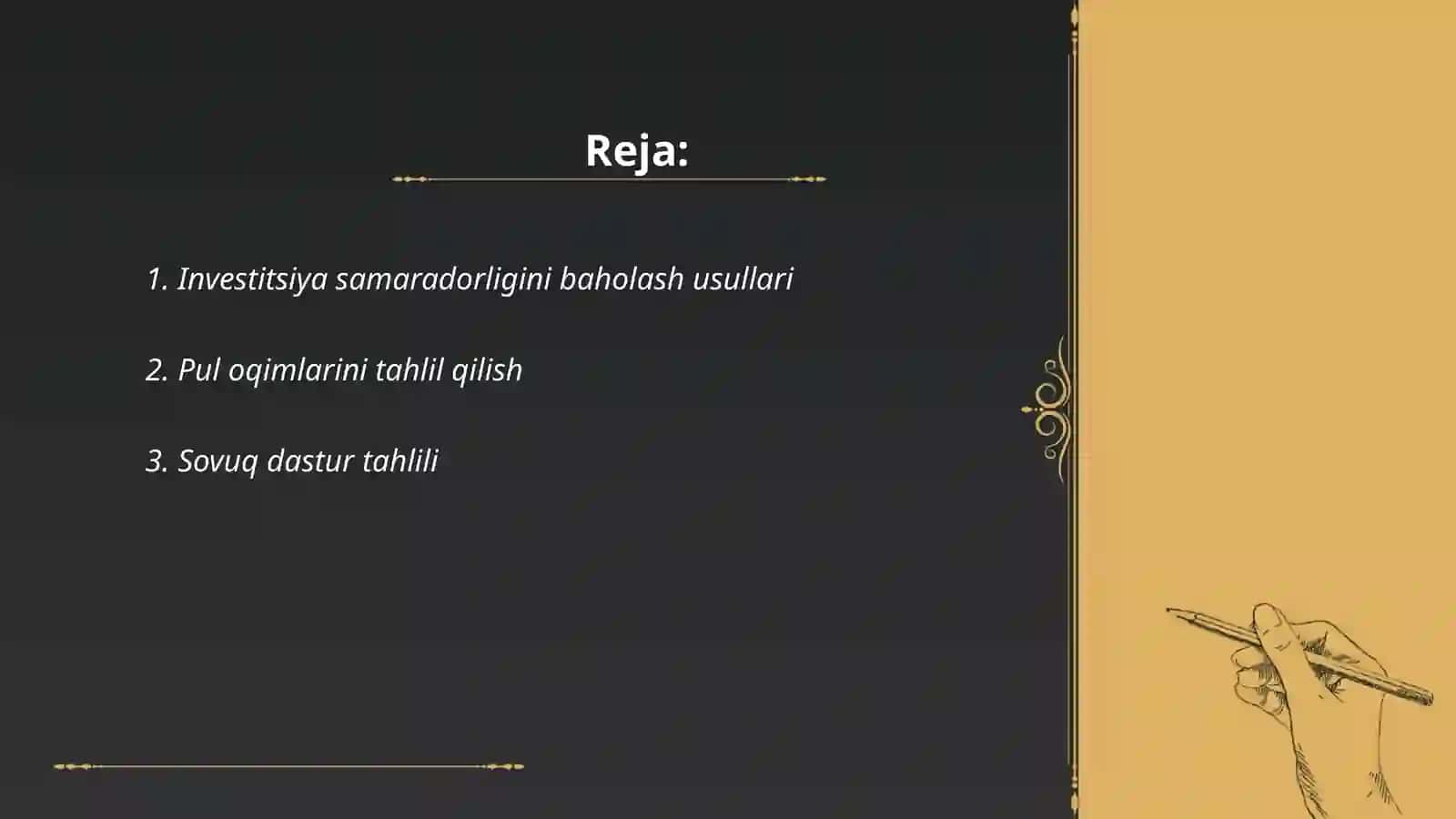 Investitsiya samaradorligini baholash usullari 2