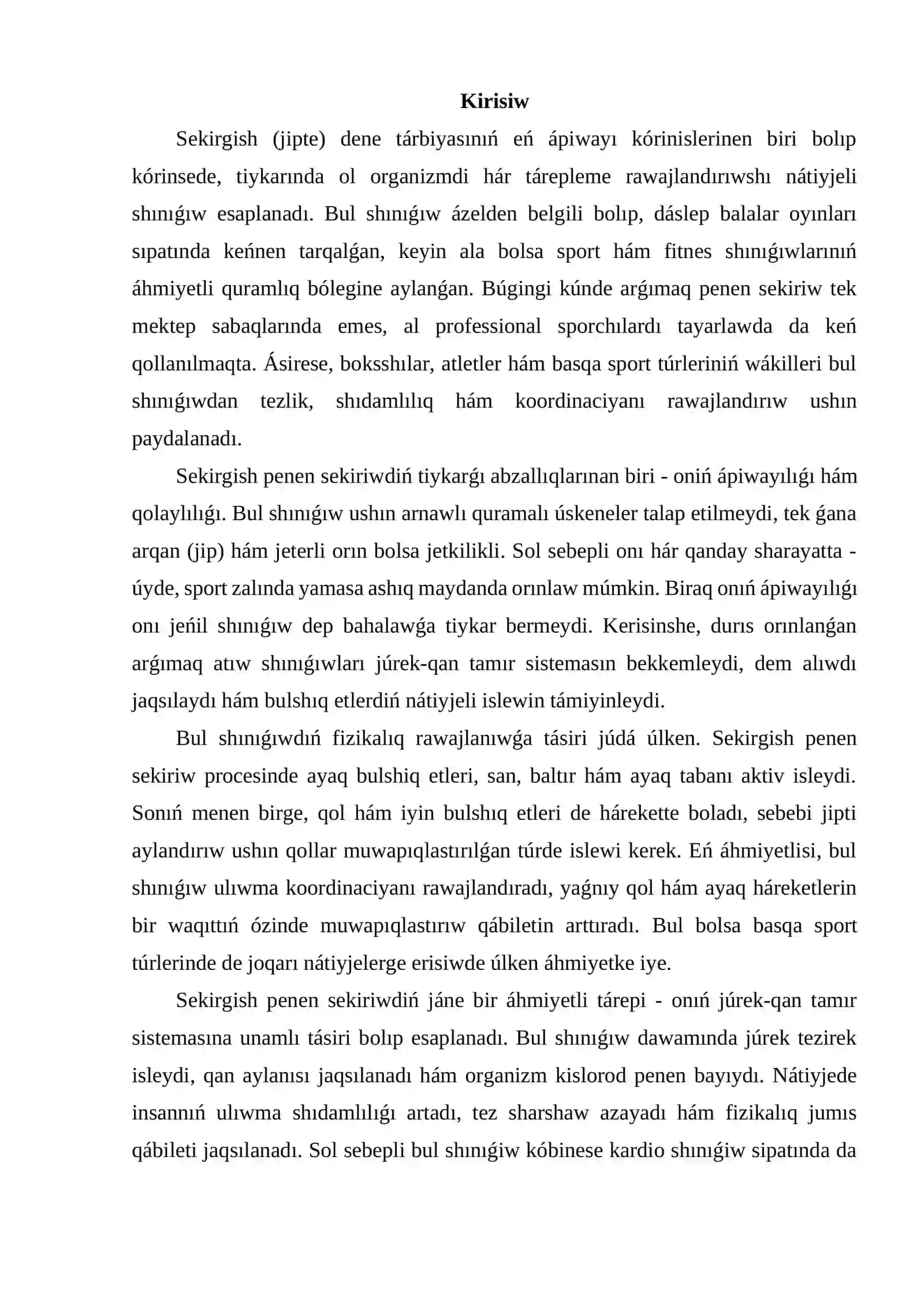 Sekirgish (jipte) sekiriw texnikası 2