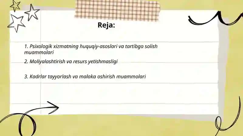 Psixologik xizmatni tashkil qilish muammolari 2