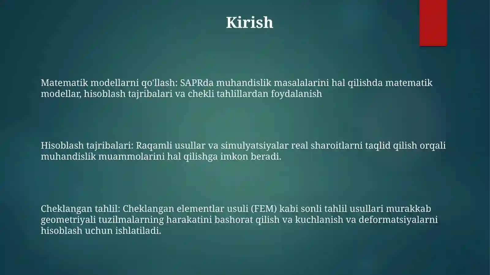 Cad Tizimlarida Muhandislik Masalalarini Yechishda Matematik Modellariga Hisoblash Eksperiment Va Sonli Tahlilni Amalga Oshirish 2