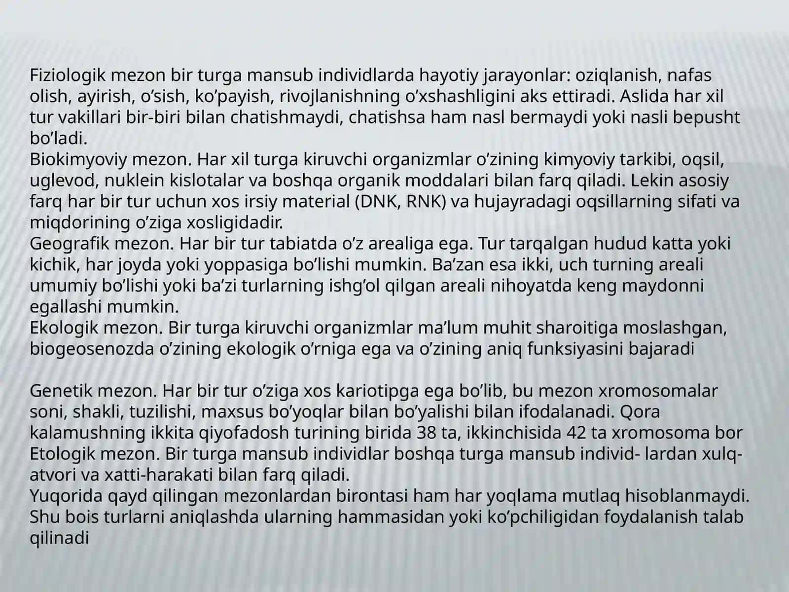 HAYOTNINGTUR VA POPULATSIYA DARAJASIDAGI UMUMBIOLOGIK QONUNIYATLAR 2