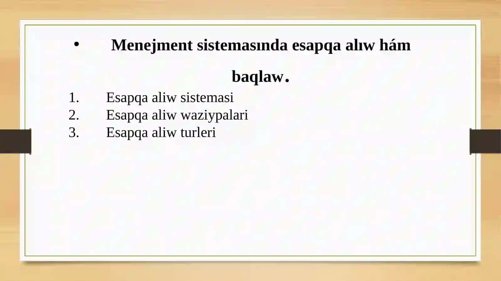 Sharwashiliqta menejment ham islep shiǵariwdi shólkemlestiriwpaninen prezentaciya jumisi 2