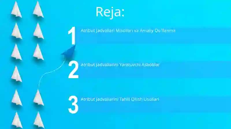 Atribut Jadvallari Misollari va Amaliy Qo'llanma 2