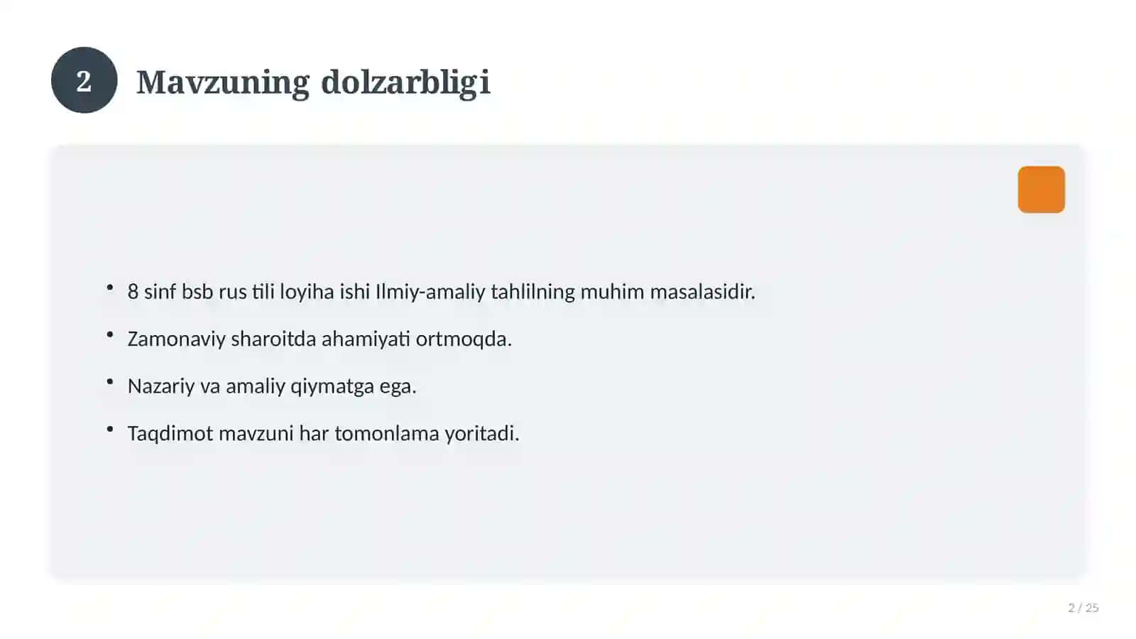8 sinf bsb rus tili loyiha ishi 2