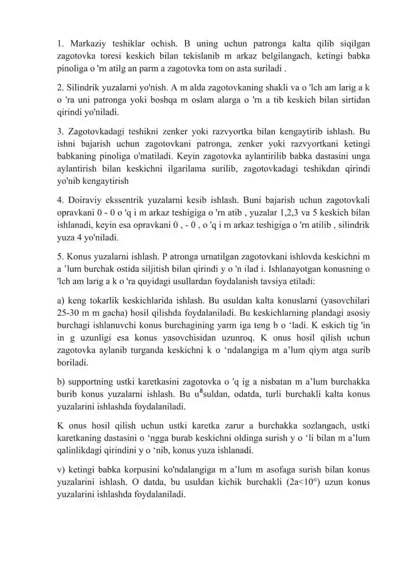 Tokarlik Dastgohlarda Ishlar Bajarish 2