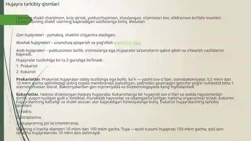 Hujayra va To`qima Fizologiyasi 2