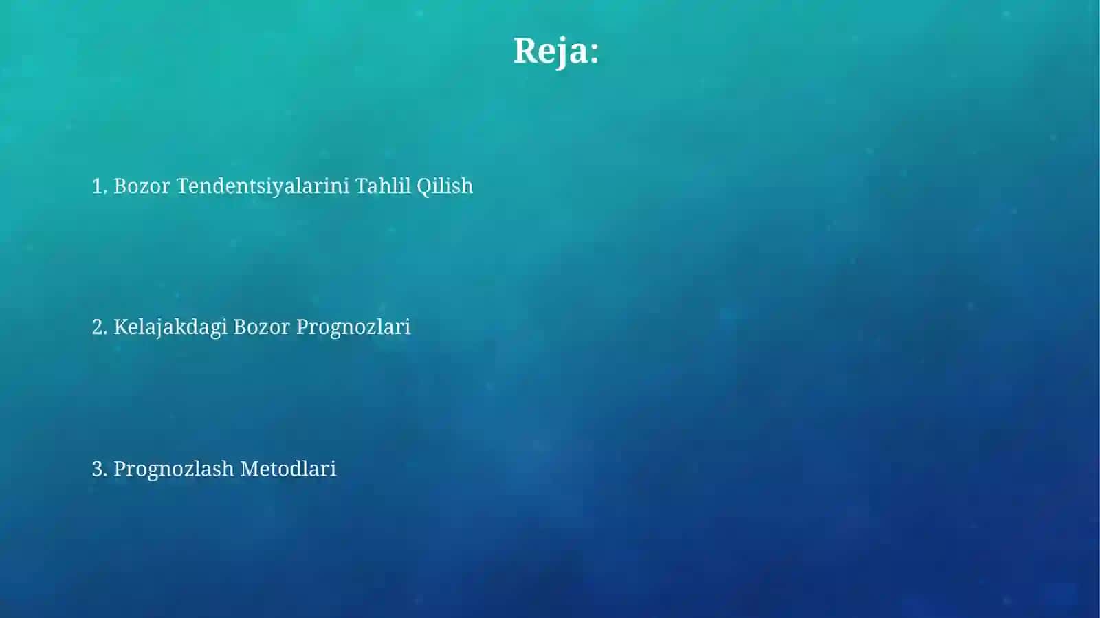 Bozor tendensiyalarini sharhlash va prognoz qilish 2