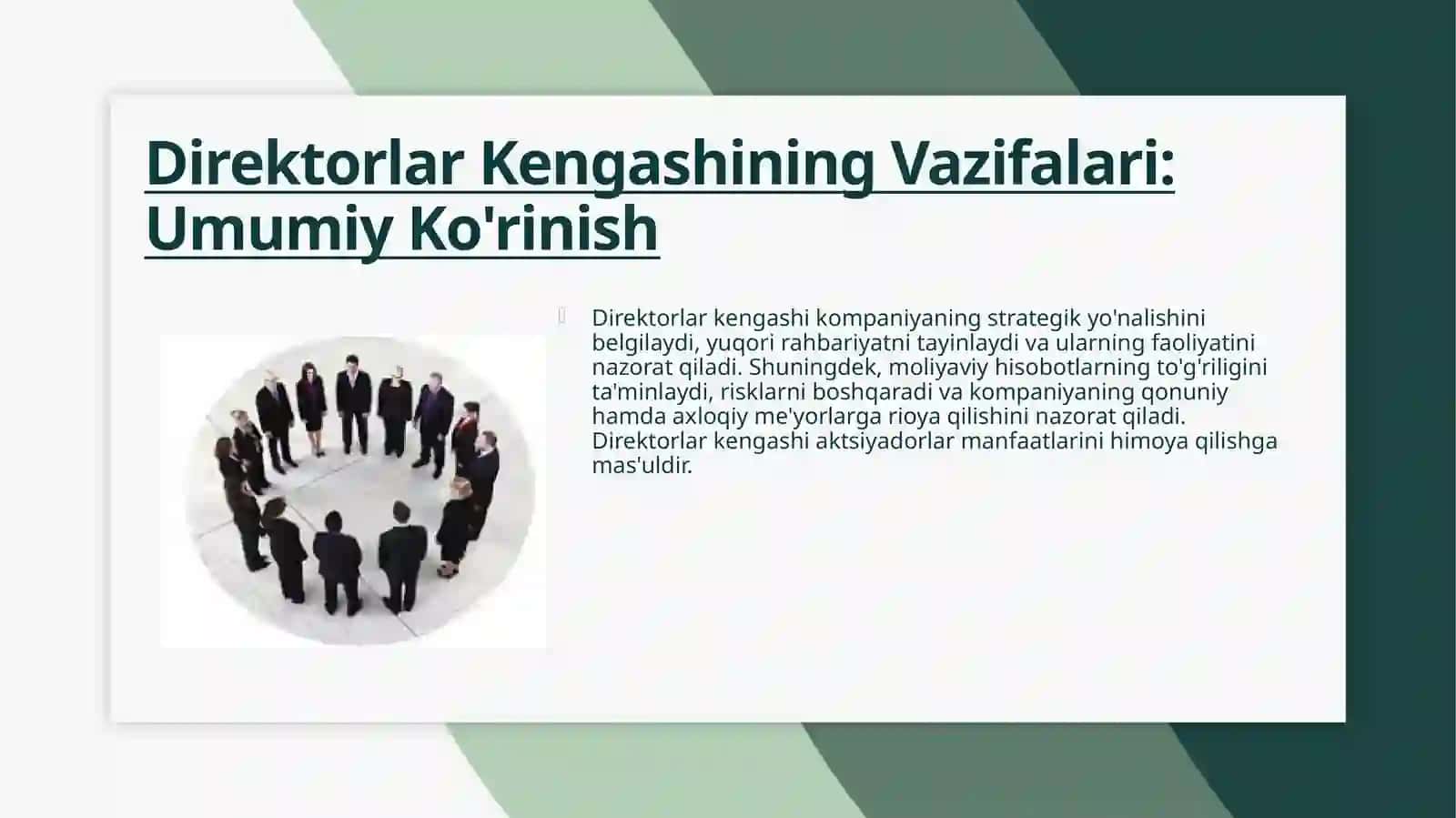 Direktorlar kengashining vazifalari 2