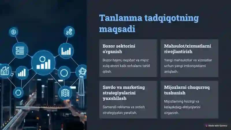 Tanlanma tadqiqot: rejalashtirish va o'tkazish 2