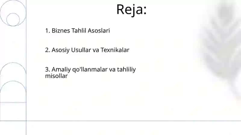 Biznes Tahlil va Usullari 2
