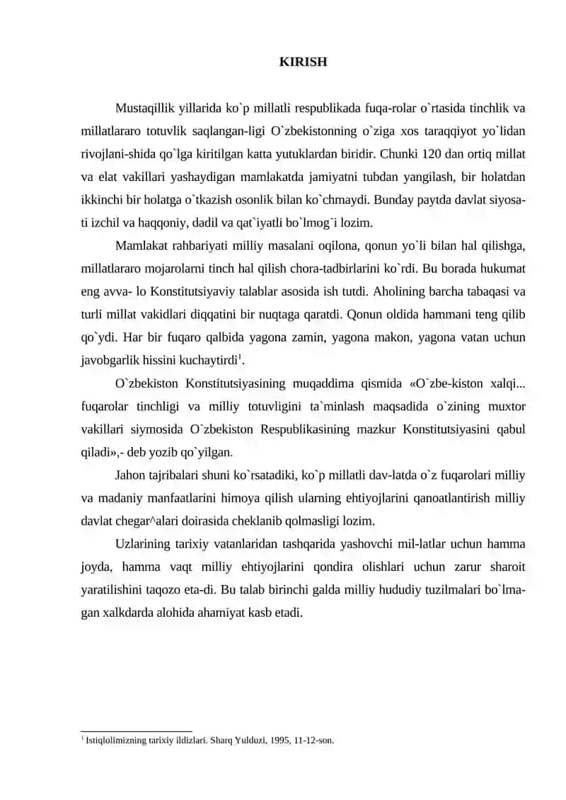 O‘zbekistonda Millatlararo va Dinlararo Munosabatlardagi Barqarorlikni Taminlash Borasidagi Olib Borilgan Ishlar 2